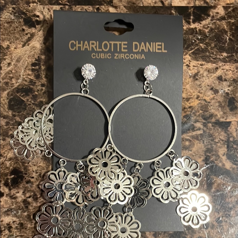 Charlotte Daniel Silver Floral Hoop Earrings